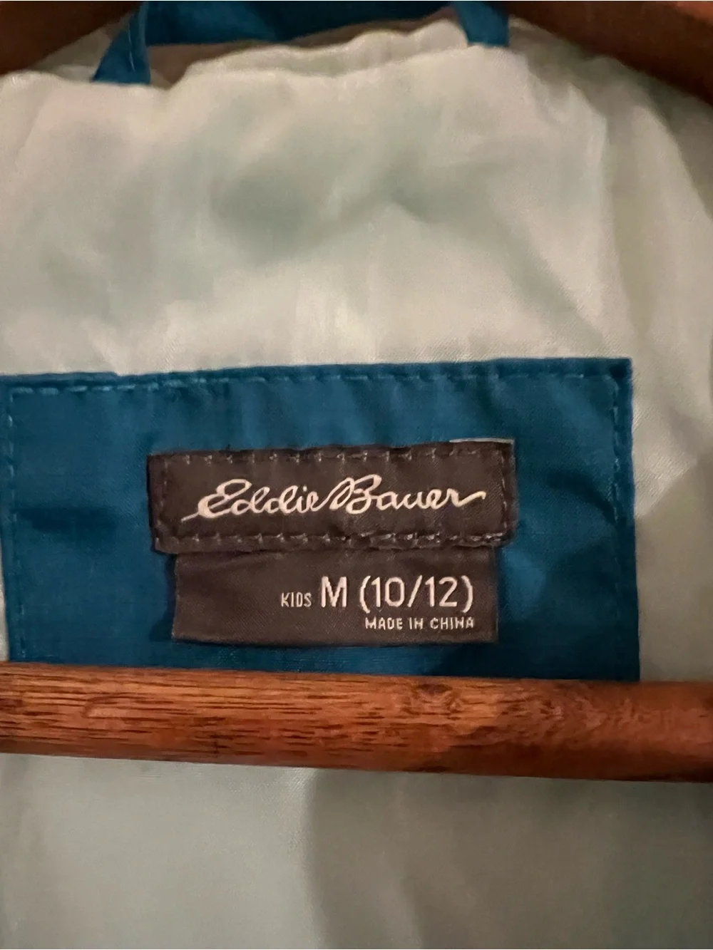 Eddie Bauer Kids Two-Tone Light Teal and Dark Teal Hooded Rain Jacket